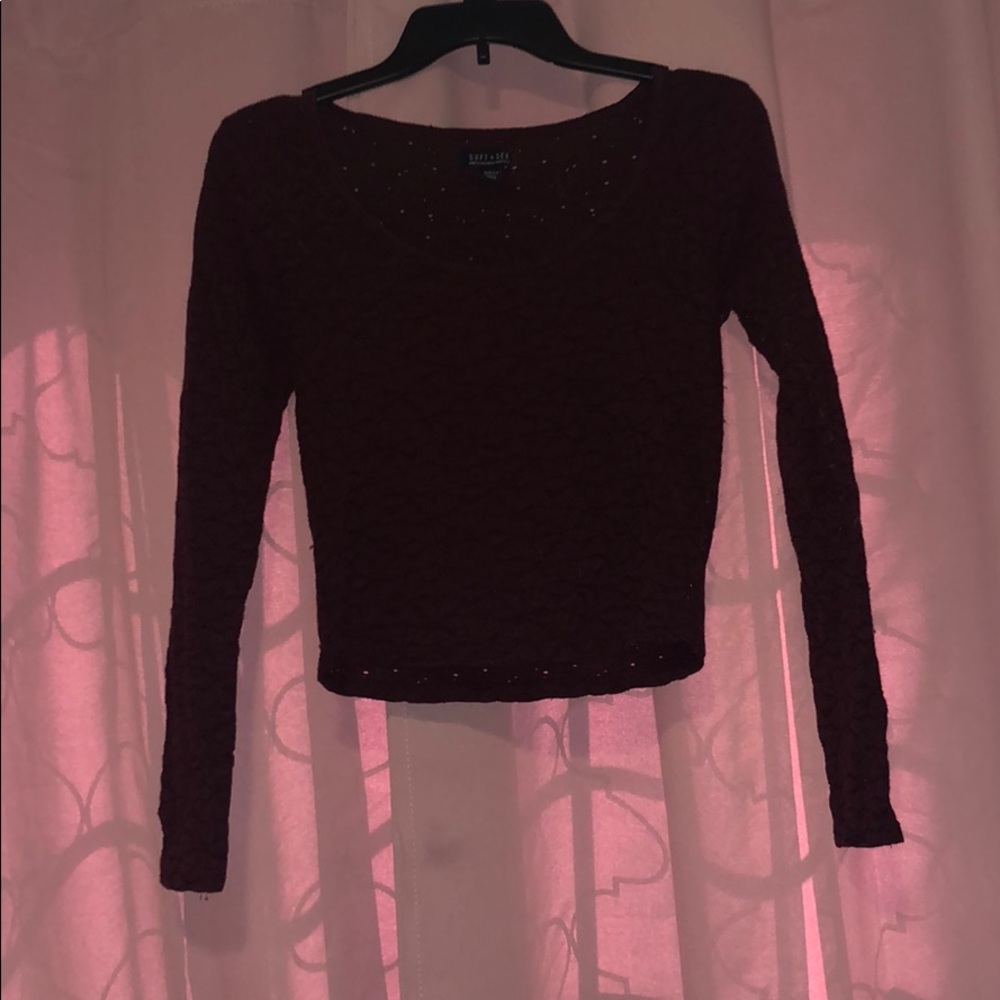 American eagle maroon lace long sleeve